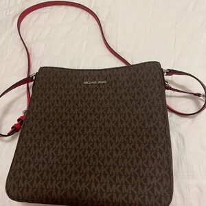 Michael Kors Brown and Red Crossbody Bag